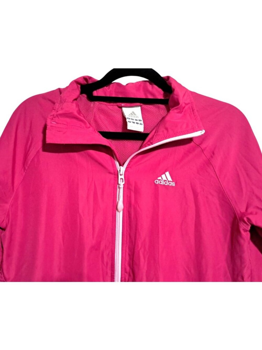 Y2K Adidas Windbreaker Zip Jacket Womens Size S Pink Polyester Activewear Lightw - Picture 6 of 11